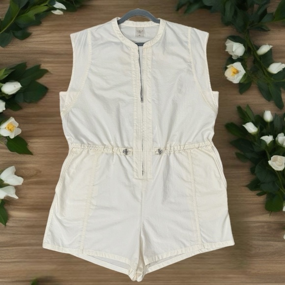 CALIA Soft Utility Romper Unbleached White Zip Womens Sz XL Beachy Short Sleeve - Picture 5 of 11